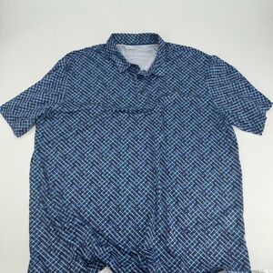 Maelreg Performance Polo Shirt Mens 3XL‎ Blue Pattern Golf